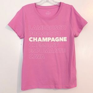 NWT! JCREW Pink Bubbly Champagne Tee- Size Small